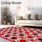 Red White Black Geometric Starburst Layout Rug