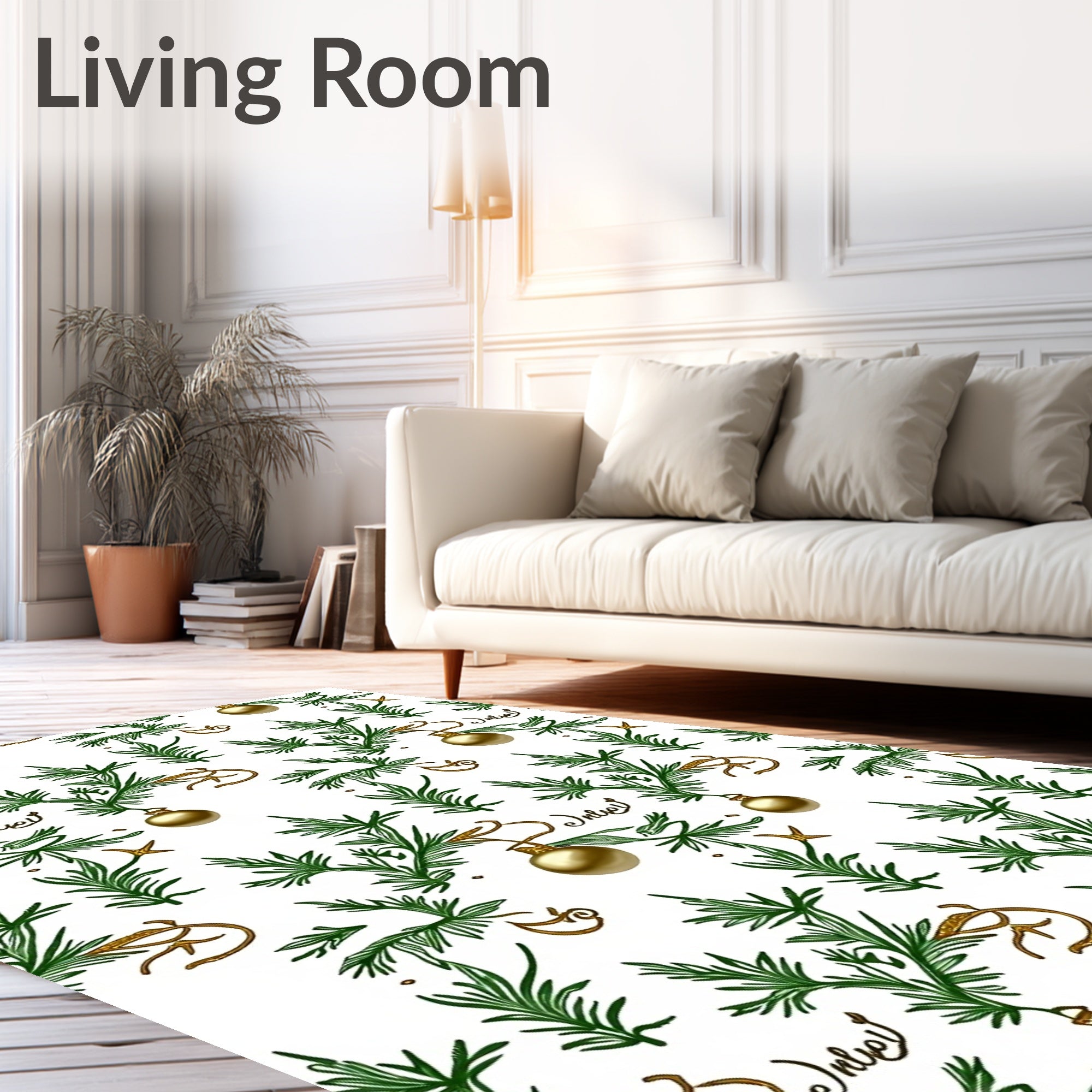 Green Pine Christmas Ornaments Rug