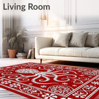 Crimson Octopus Intricate Border Rug