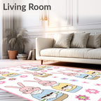 Whimsical Bunny Gnome Character Collection Rug