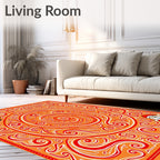 Whimsical Orange Santa Swirls Rug