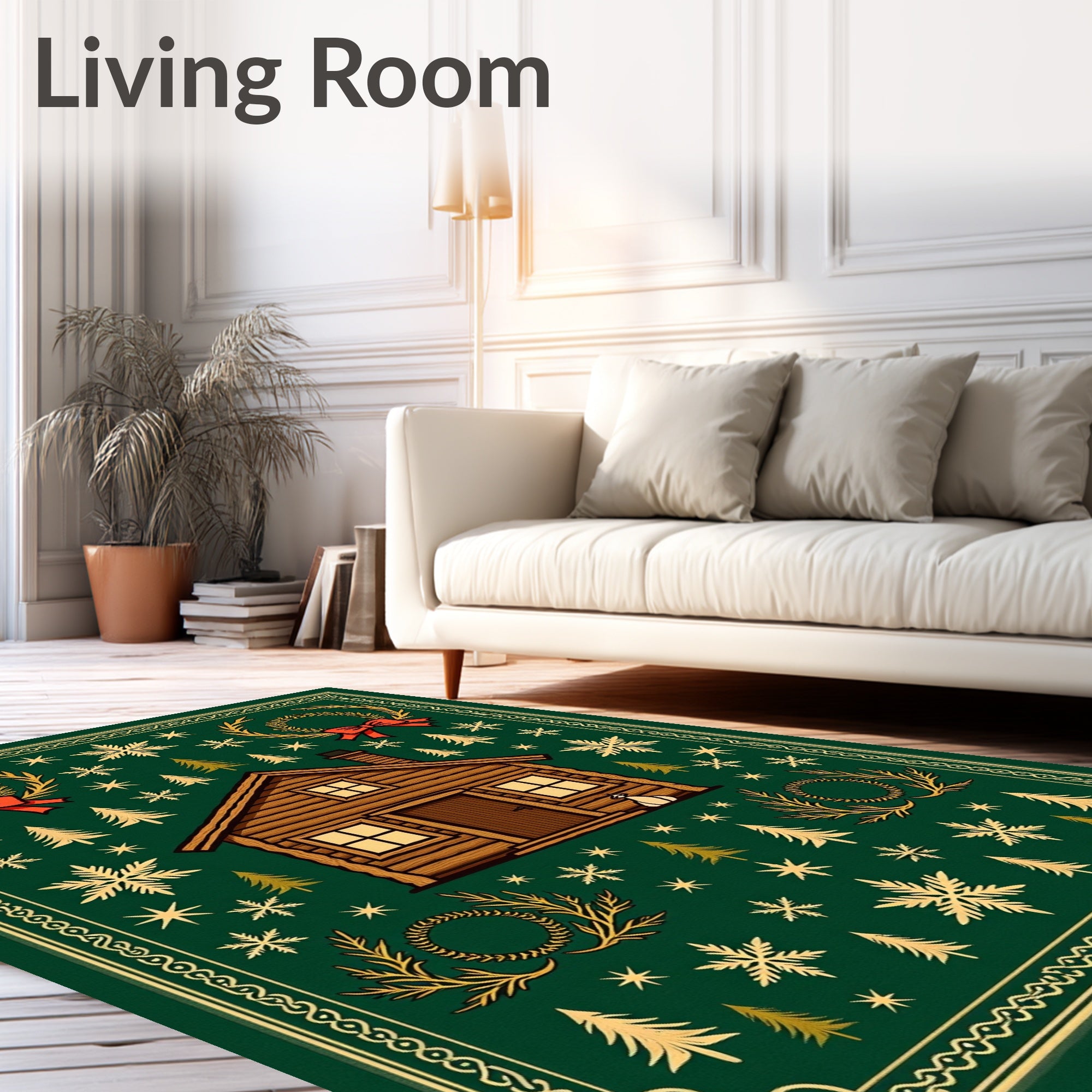 Cozy Cabin Winter Forest Scene Rug