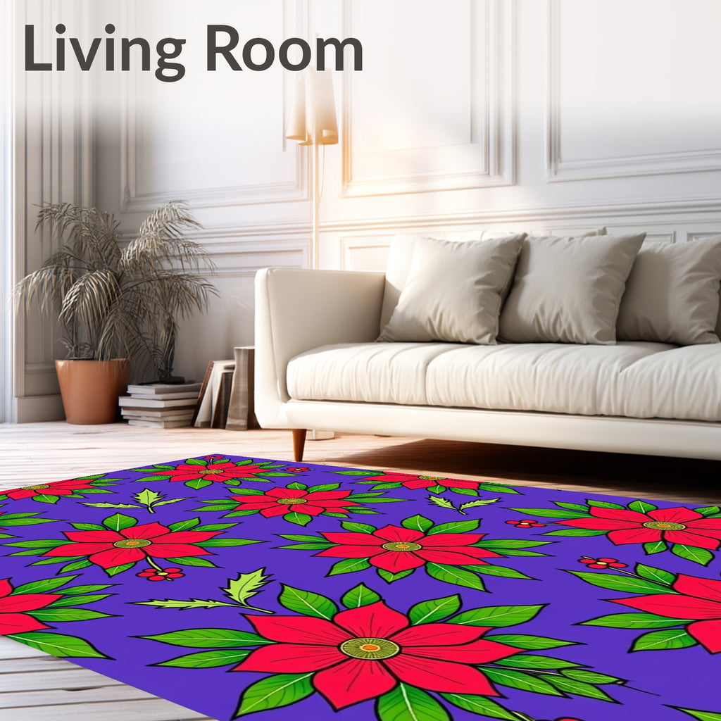 Bold Red Floral Bloom Garden Rug