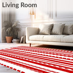 Bold Red White Stripe Medley Rug
