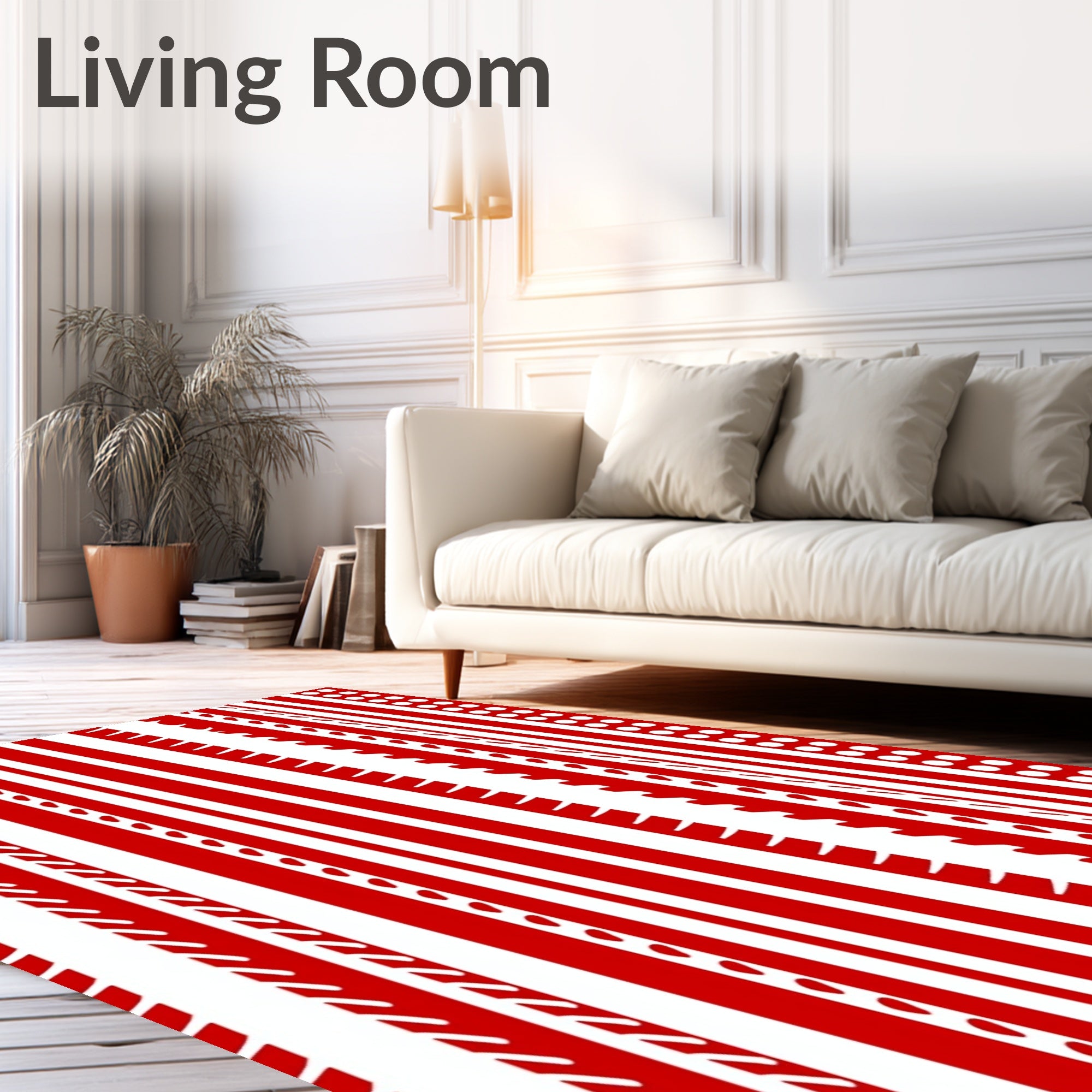 Bold Red White Stripe Medley Rug