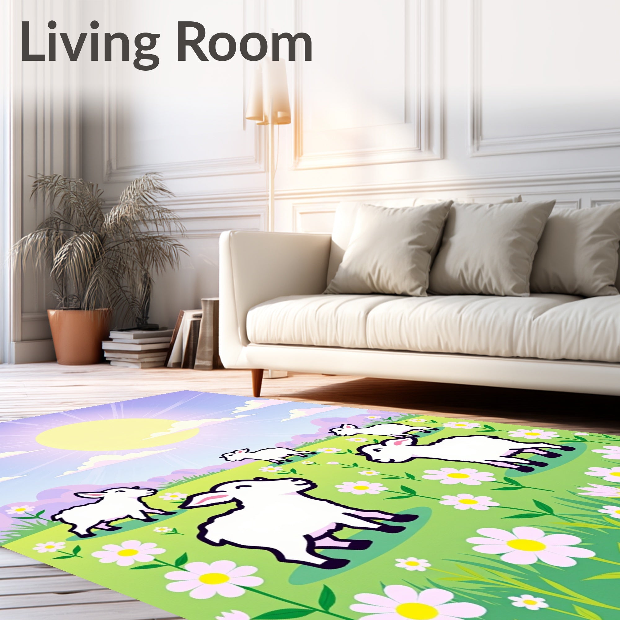 Spring Meadow Sheep Field Rug