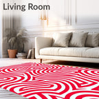 Vibrant Red Swirl Abstract Lines Rug