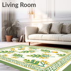 Yellow Chickadee Fern Border Rug