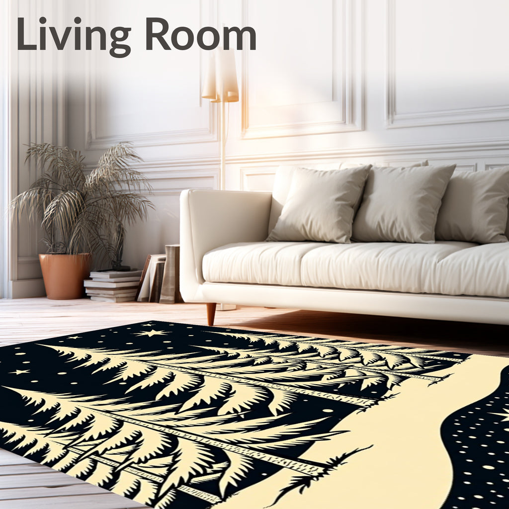 Winter Forest Stars Nightscape Rug