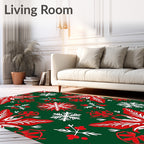 Crimson Snowflake Garden Medallion Rug