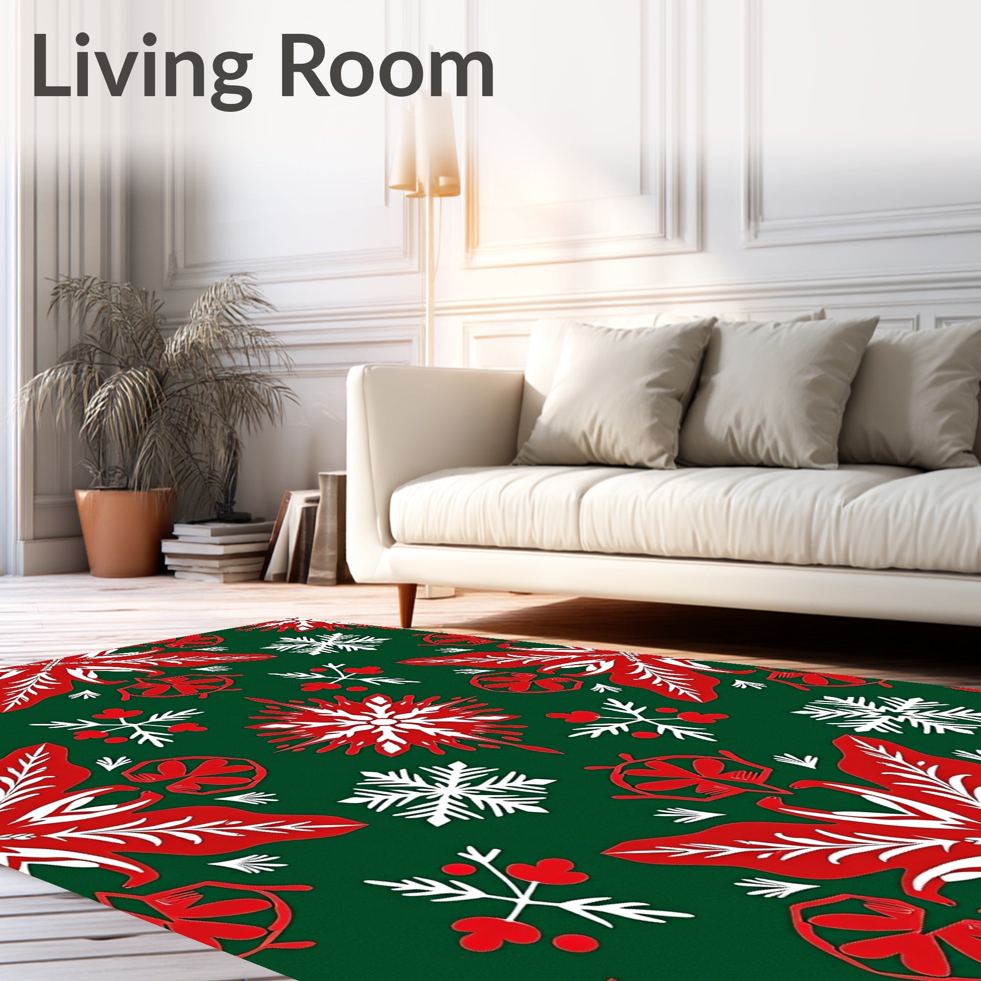Crimson Snowflake Garden Medallion Rug