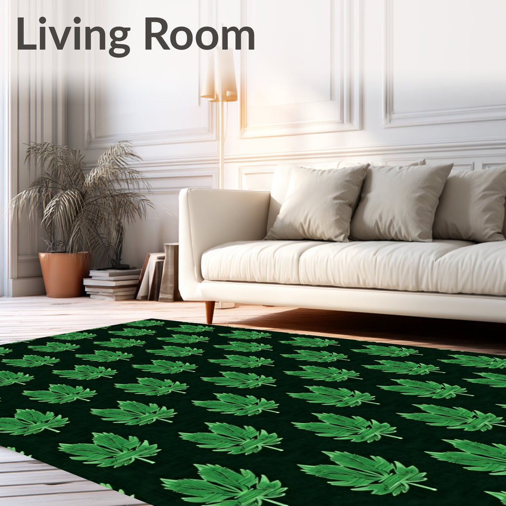 Emerald Green Leafy Repeat Rug