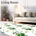 Whimsical Green Clover Star Sprinkle Rug