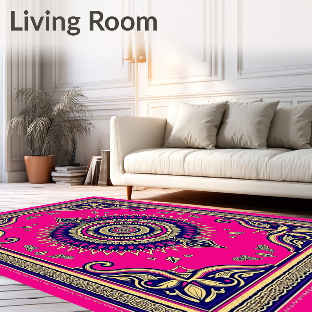 Vibrant Fuchsia Mandala Floral Rug