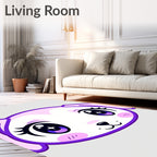 Cute Purple Kawaii Puppy Face Rug