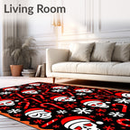 Spooky Christmas Skull Candy Cane Snowflake Rug