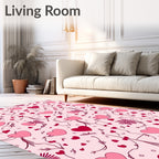 Pink Hearts Vine Art Rug
