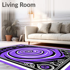 Whimsical Purple Swirl Cosmic Figures Rug