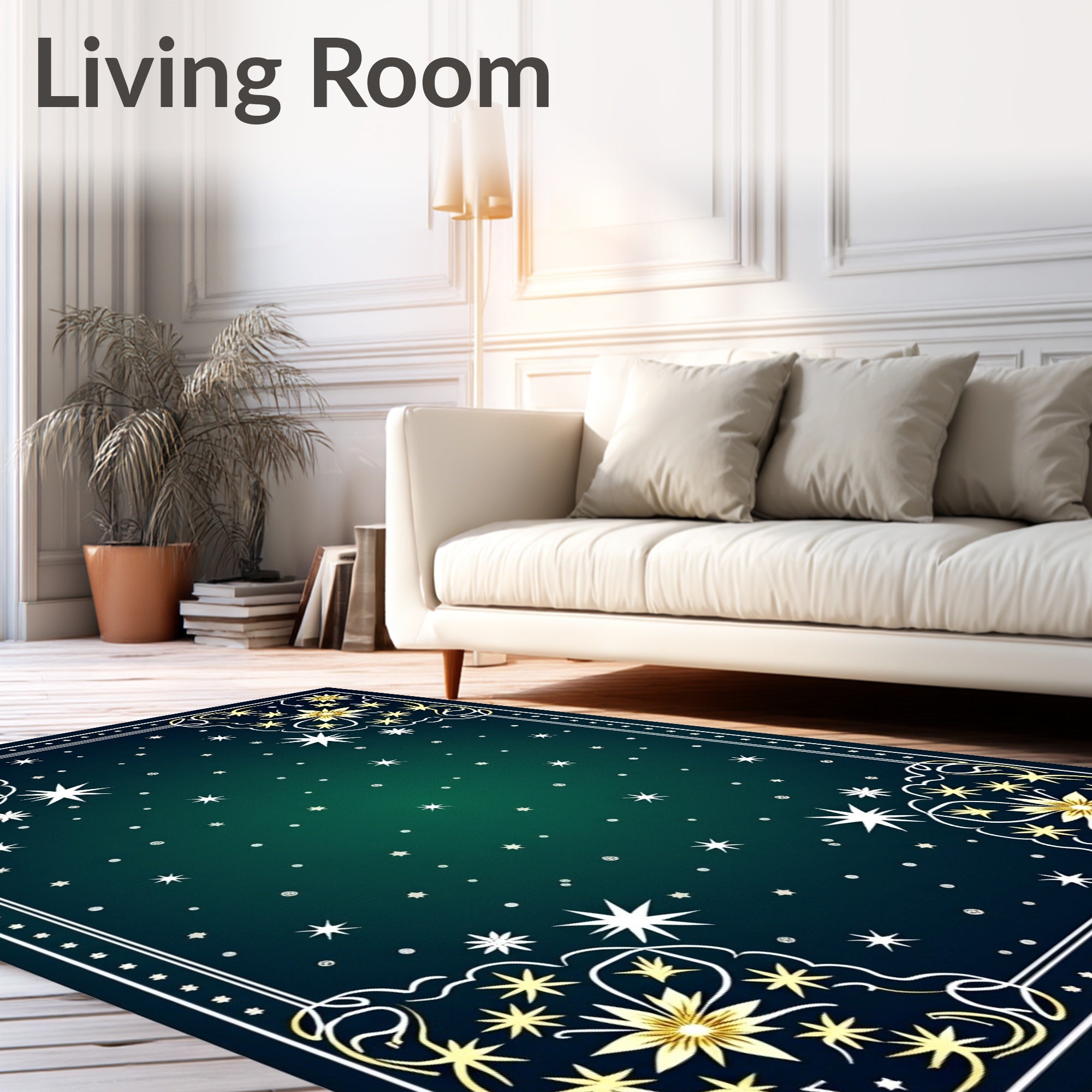 Golden Starry Night Gradient Rug