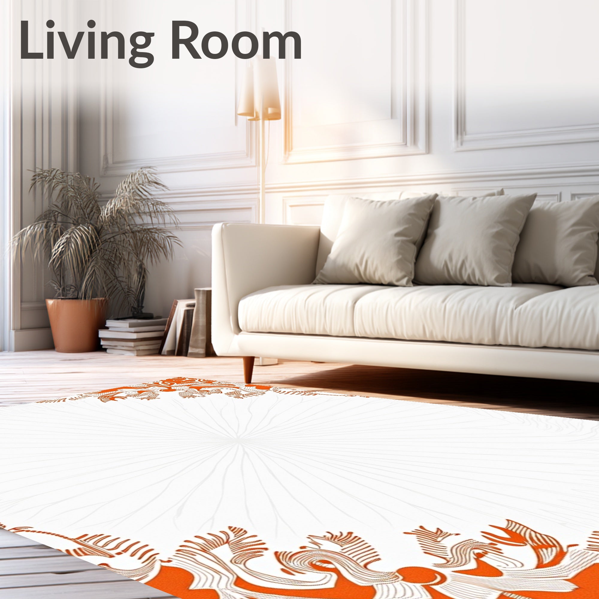 Vibrant Orange Floral Burst Rug