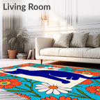 Blue Cat Groovy Floral Field Rug