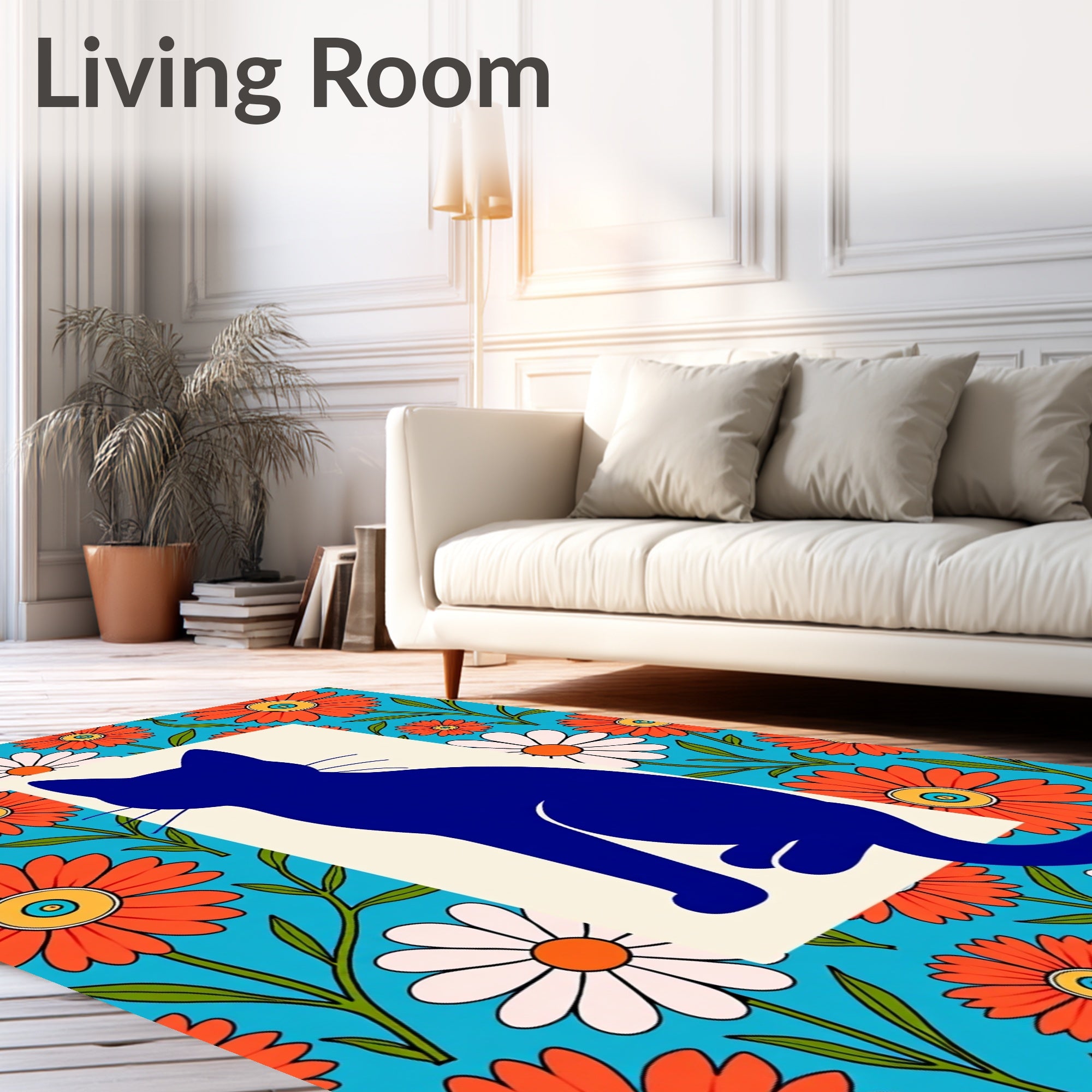 Blue Cat Groovy Floral Field Rug