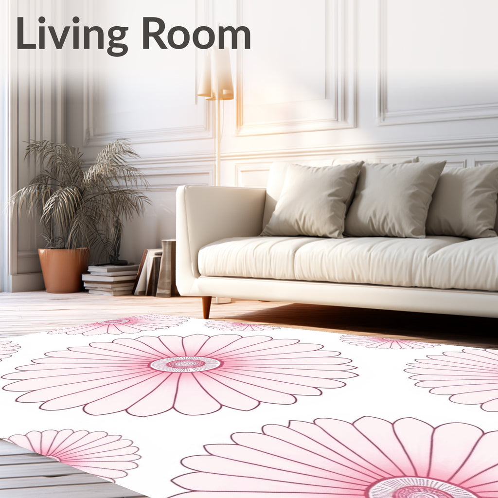 Pretty Pink Daisy Petal Arrangement Rug