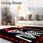 Crimson Frame Skeleton Santa Hat Rug