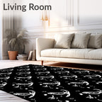 White Banana Peel Scatter Black Rug