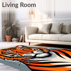 Bold Orange Tiger Face Woodland Rug