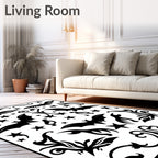Spooky Black Bat Stars Swirls Harmony Rug