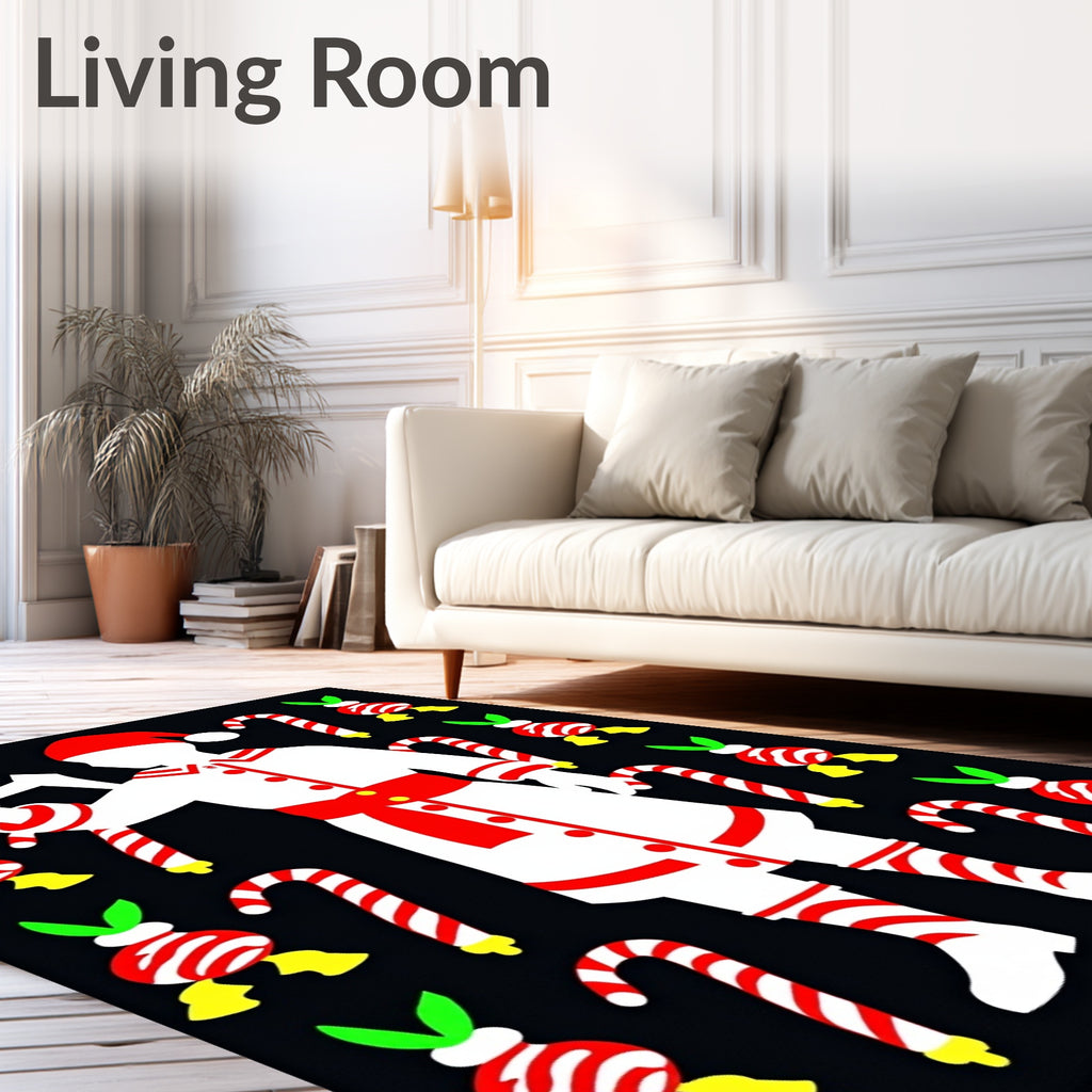 Christmas Candy Cane Figure Red White Rug