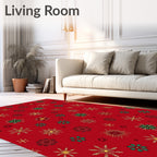 Festive Red Snowflake Medallion Scatter Rug