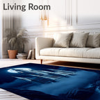 Dreamy Blue Castle Under Moonlit Sky Rug