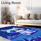 Cute Blue Raccoon Starry Night Rug
