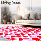 Retro Red Blossom Geometric Abstract Rug