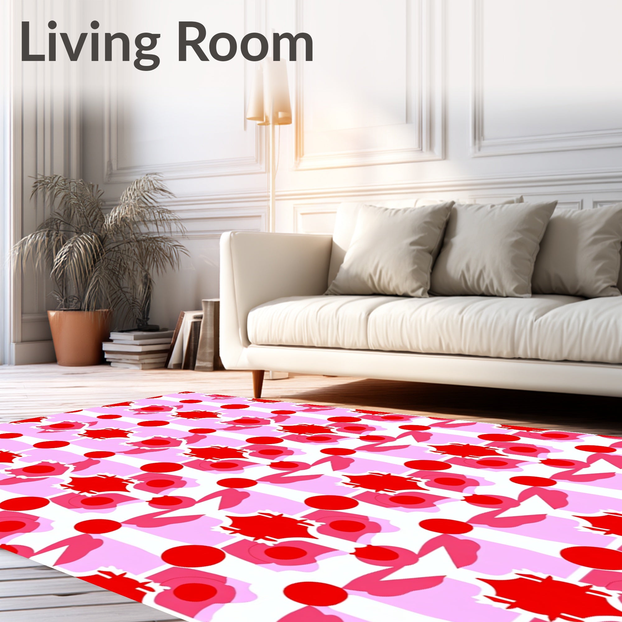 Retro Red Blossom Geometric Abstract Rug