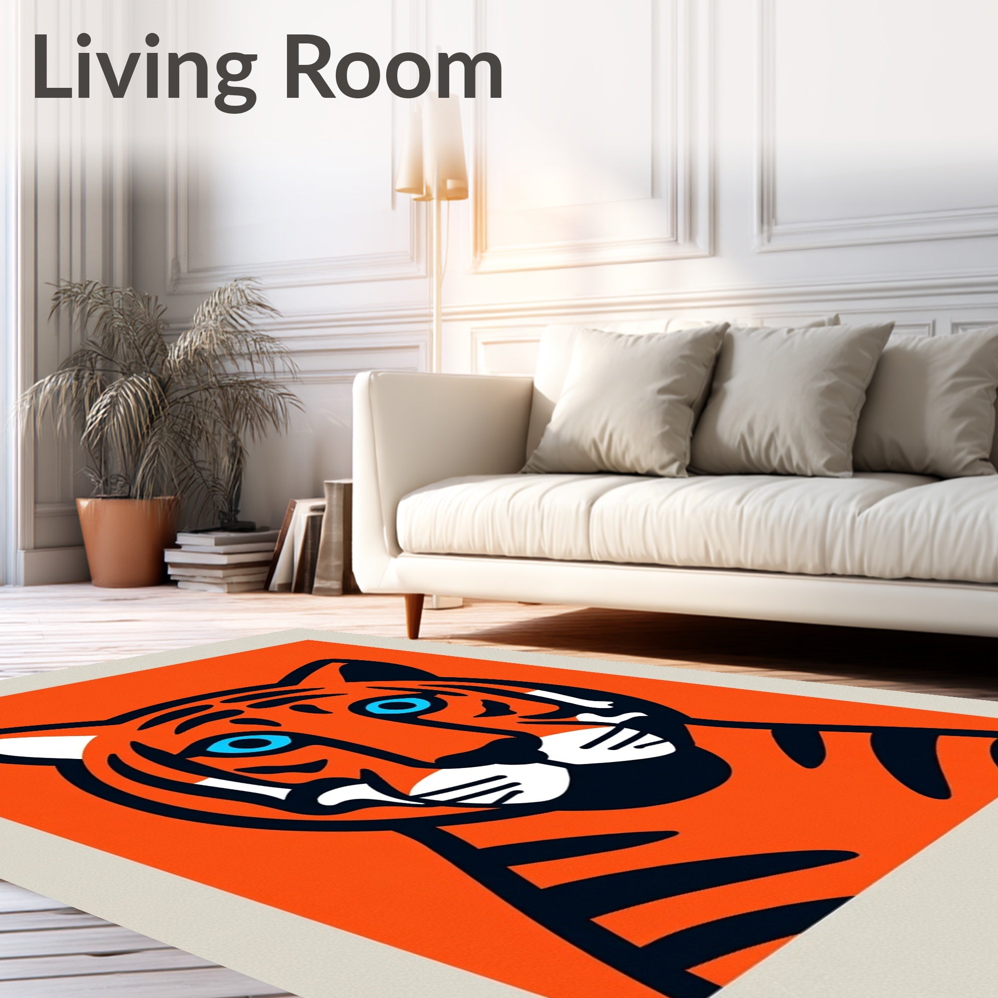 Bold Orange Tiger With Blue Eyes Rug