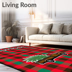 Red Green Checkered Truck Tree Rug