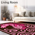 Pink Horse Swirl Brown Rug