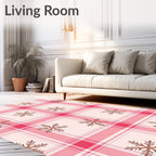 Pink Plaid Snowflake Scatter Rug