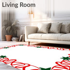 Festive Red Ribbon Star Border Rug