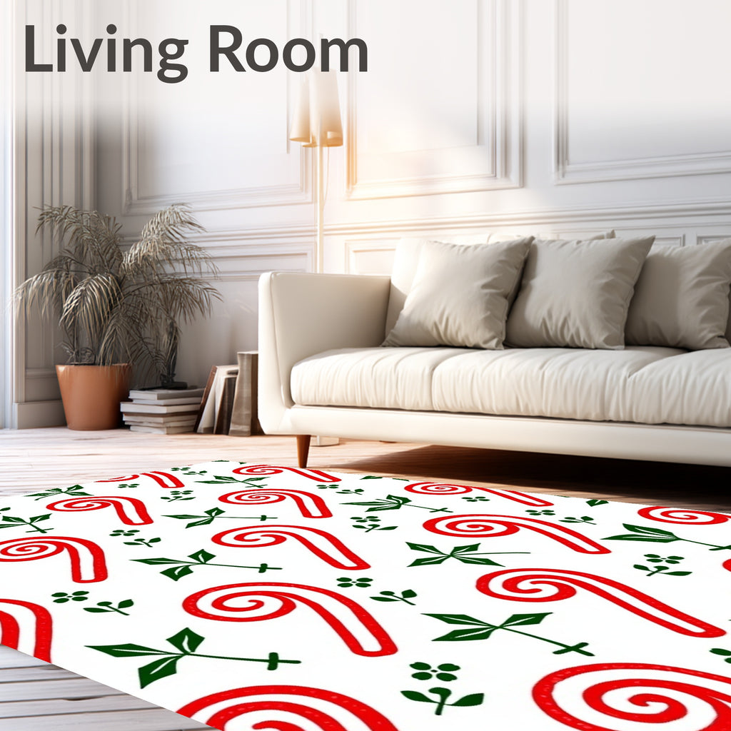 Red Green Candy Cane Foliage Rug