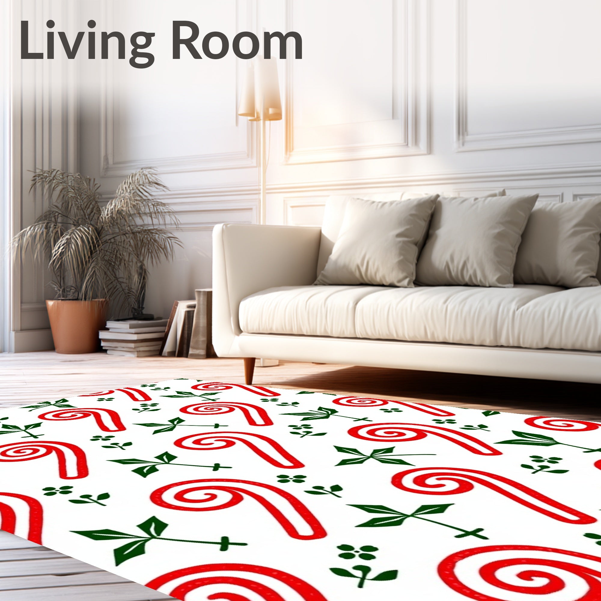 Red Green Candy Cane Foliage Rug