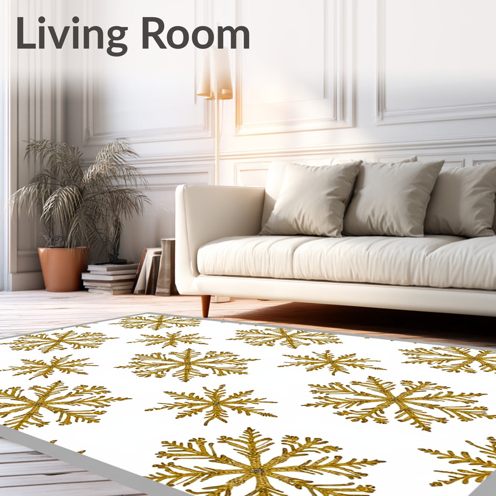 Golden Glitter Snowflake Medley Rug