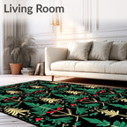 Festive Green Red Pine Forest Rug