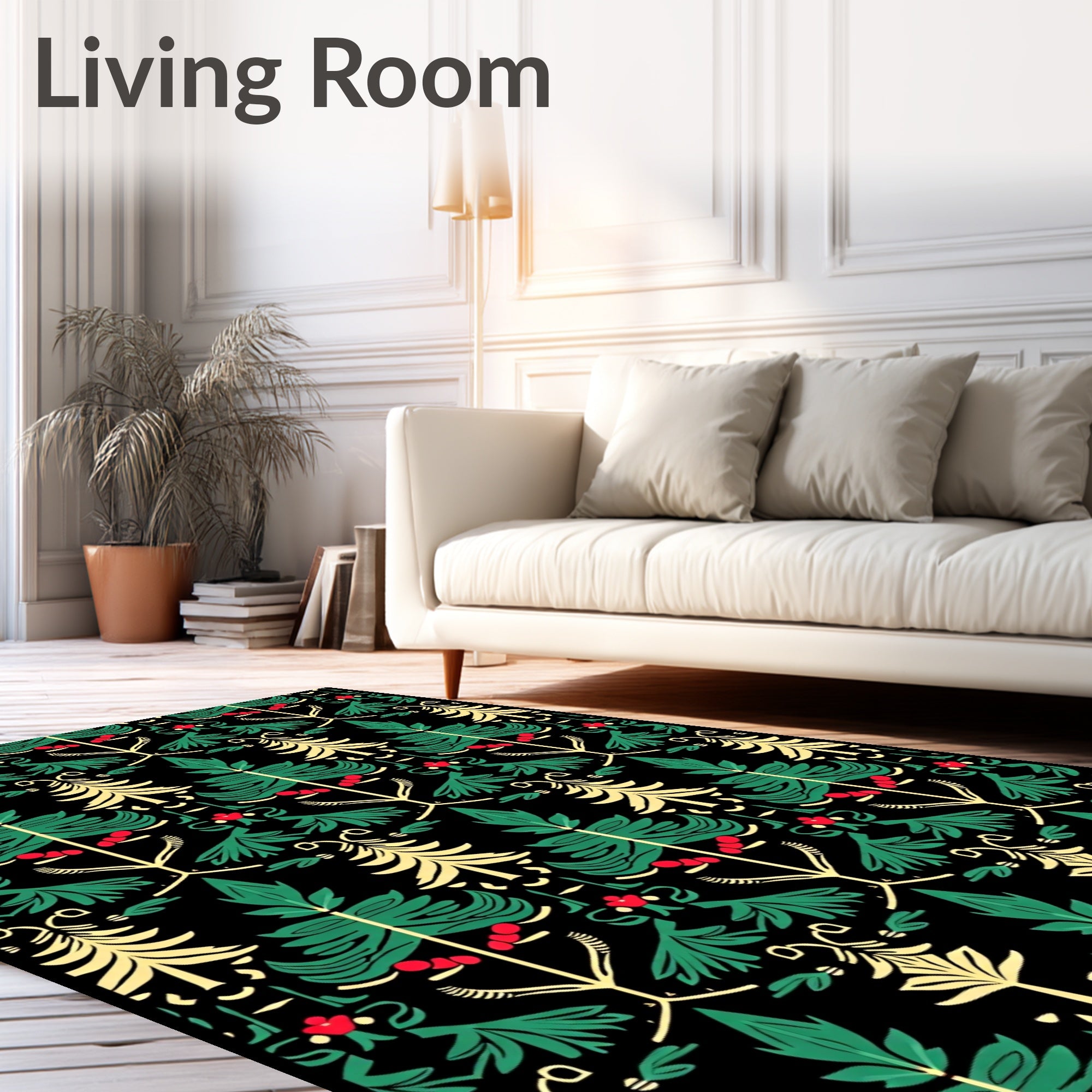 Festive Green Red Pine Forest Rug