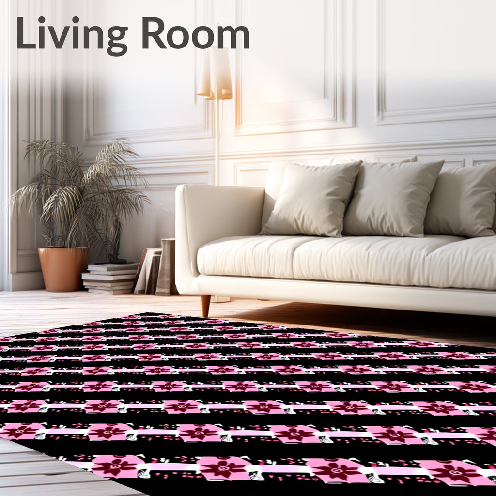 Pink Petal Ribbon Repeating Pattern Rug