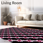 Pink Petal Ribbon Repeating Pattern Rug