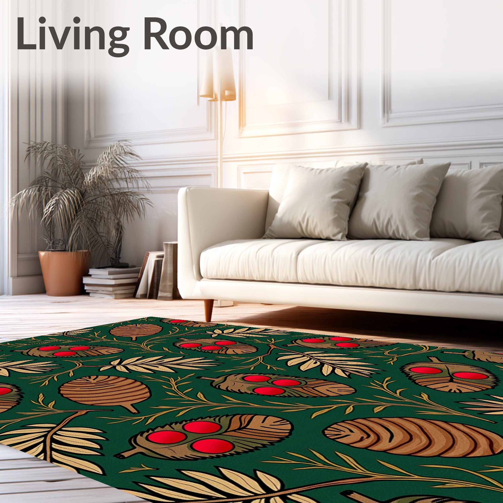 Deep Green Abstract Seed Pod Rug